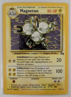Magneton Pokemon TCG Unlimited Holo Rare Card 11/62 Fossil Set LP/MP WOTC - Image 1