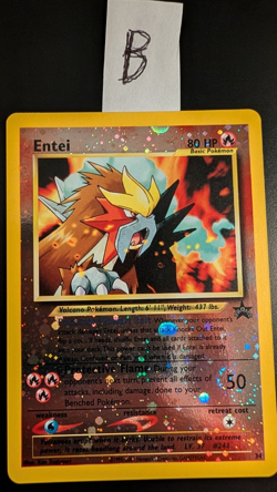 2001 Pokemon Entei #34 Black Star Promo Reverse Holo Swirl - Image 1