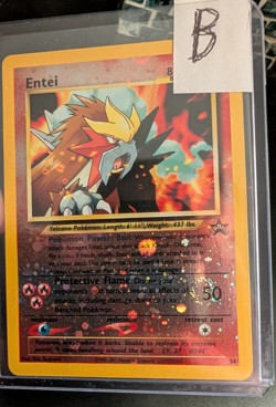 2001 Pokemon Entei #34 Black Star Promo Reverse Holo Swirl - Image 3