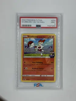 Pokemon Card PSA 9 Scorbunny on the Ball 004/005 FA Soccer Futsal Promo 2020 - Image 1
