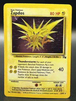Zapdos 15/62 Fossil Unlimited Holo Rare Vintage WOTC - Pokemon TCG - DMG - Image 1