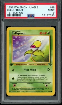 1999 Pokemon Jungle Unlimited 1st Edition Bellsprout #49 49/64 PSA 9 Fresh Grade - Image 1