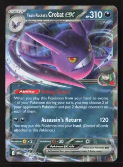 Team Rocket's Crobat ex - Double Rare Holo DRI 122/182 NM Pokemon TCG - Image 1