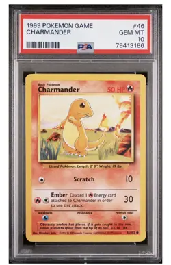 1999 Pokemon Base Set Charmander #46 English Unlimited 46/102 - PSA 10 GEM MINT - Image 1