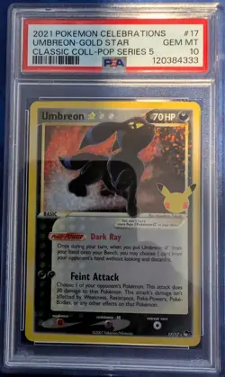 2021 Pokemon Celebrations Umbreon Gold Star #17 PSA 10 - Image 1