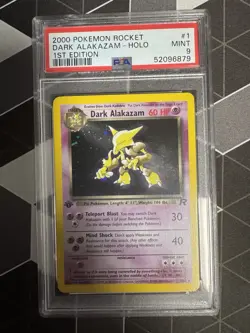 Pokemon Dark Alakazam 1st Edition Holo Team Rocket PSA 9 - Image 1