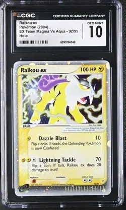 POKEMON CGC 10 GEM MINT RAIKOU EX 92/95 EX TEAM MAGMA VS TEAM AQUA 2004 - Image 1