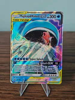 Pokemon TCG Magikarp & Wailord GX Black Star Promo SM166 Sm Holo - Damaged - Image 1