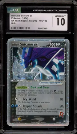 Pokemon Rocket's Suicune ex EX Team Rocket Returns Ultra Rare #105 CGC 10 - Image 1