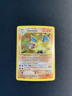 Pokemon Charizard 4/102 Base Set Unlimited Holo Rare WOTC Card Water Damage 1999 - Image 1