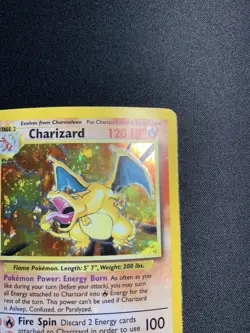 Pokemon Charizard 4/102 Base Set Unlimited Holo Rare WOTC Card Water Damage 1999 - Image 2
