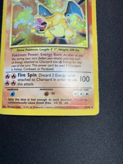 Pokemon Charizard 4/102 Base Set Unlimited Holo Rare WOTC Card Water Damage 1999 - Image 5
