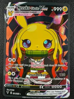 Nezuko (Demon Slayer) Pikachu Poncho Cosplay Holo Custom Card - Image 1