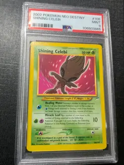 Pokemon Neo Destiny Secret Rare Holo #106 Shining Celebi PSA 9 Mint Condition - Image 1