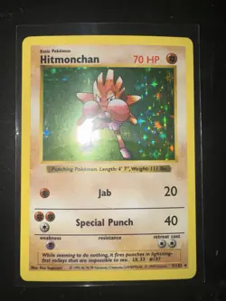 Pokemon Hitmonchan Holo Shadowless Base Set 7/102 - Image 1
