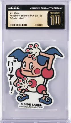 2019 POKEMON STICKERS PT. 6 B-SIDE LABEL MR. MIME CGC 10 PERFECT - Image 1