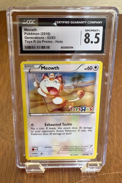 2016 Pokemon TCG Generations Meowth 53/83 Toys R Us Promo Holo CGC 8.5 NM/MINT+ - Image 1