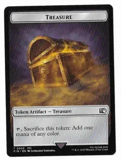 MTG Treasure Copy Final Fantasy (FIN) Double Sided Token Magic Card Unplayed - Image 1