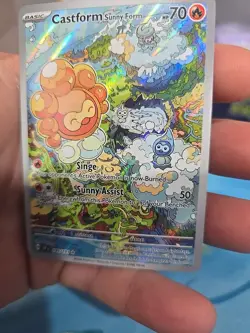 Pokemon TCG Castform Sunny Form Illustration Surging Sparks 195/191 - Image 5