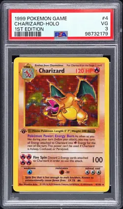 1999 POKEMON BASE SET 1ST EDITION #4 CHARIZARD-HOLO PSA 3 - Image 1