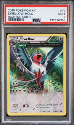 Pokemon XY SWELLOW Holo Roaring Skies #72 ENG ~ PSA 9 - Image 1