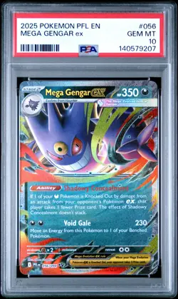 2025 POKEMON PFL EN-PHANTASMAL FLAMES #056 MEGA GENGAR EX PSA 10 - Image 1