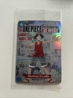 Bandai Monkey D Luff One Piece Promo Card College Basketball Voyage Unopened - Image 1