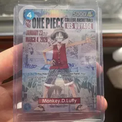 One Piece Card Game Monkey D. Luffy US Voyage Promo Sealed College Basketball - Image 1