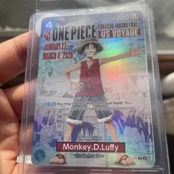 One Piece Card Game Monkey D. Luffy US Voyage Promo Sealed College Basketball - Image 2