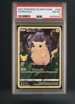 PSA 8 Pokemon TCG Pikachu 005/025 Full Art FA 2021 Celebrations 25th Anniversary - Image 1