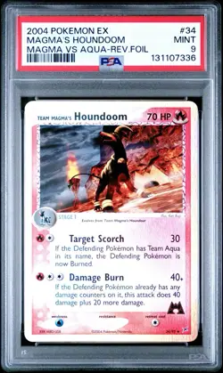 2004 POKEMON EX TEAM MAGMA VS AQUA #34 HOUNDOOM REV FOIL REVERSE HOLO PSA 9 - Image 1