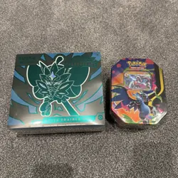 Pokemon TCG Twilight Masquerade Pokemon ETB Charizard X Tin Bundle - Image 1