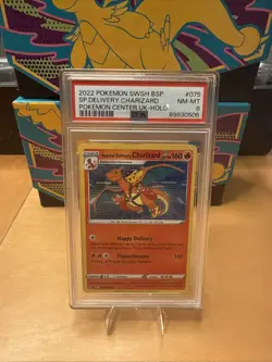2022 POKEMON SWSH BLACK STAR PROMO #075 SPECIAL DELIVERY CHARIZARD-HOLO PSA 8 - Image 1