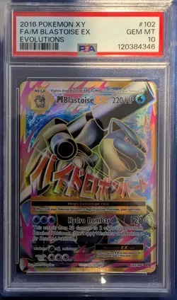 2016 Pokemon XY Evolutions Mega Blastoise EX 102 PSA 10 - Image 1