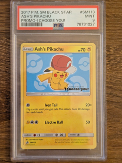 2017 Pokemon Black Star Promo I Choose You PSA 9 Ash's Pikachu #SM113 - Image 1