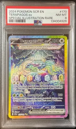 2024 Pokemon TERAPAGOS EX #170/142 Stellar Crown Special Illustration Rare PSA 8 - Image 1