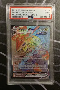 Pokemon Rayquaza VMAX Secret Rare Holo Evolving Skies 217/203 PSA 9 320 HP - Image 1