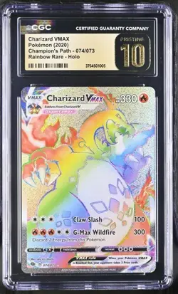 Pokemon champions path Charizard VMAX 074/073 Rainbow Rare CGC Pristine 10! - Image 1