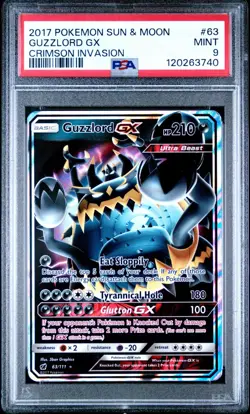 PSA 9 Guzzlord GX 63/111 – 2017 Pokemon Crimson Invasion Clean - Image 1