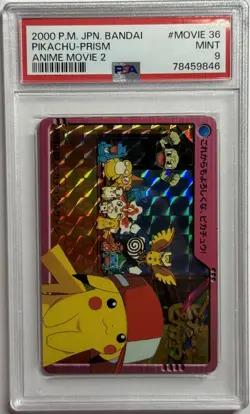 Pokemon Pikachu Prism 2000 Japanese Bandai #36 Anime Movie 2 PSA 9 MT - Image 1