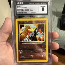 2001 Pokemon ENTEI #34 - WOTC Black Star Promo Reverse Holo - CGC Gem NM 8 - Image 1