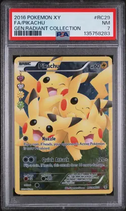 2016 POKEMON XY GENERATIONS RADIANT COLL #RC29 FULL ART/PIKACHU PSA 7 - Image 1