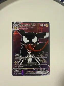 Pokemon TCG Venom as Pikachu VCOS Cosplay Custom Full Art Holographic Card - Image 1