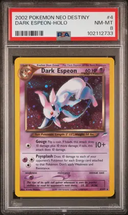 2002 Pokemon Neo Destiny Dark Espeon #4 PSA 8 HOLO - Image 1
