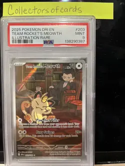2025 POKEMON DRI EN-DESTINED RIVALS ILLUSTRATION RARE TEAM ROCKET'S MEOWTH PSA 9 - Image 1