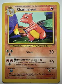 Charmeleon - 24/102 - Uncommon - Pokemon TCG Unlimited Base Set WOTC 1999 MP - Image 1