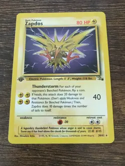 Pokemon Fossil 1st Edition Zapdos 30/62 Non Holo Rare NM-MINT - Image 1