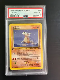 1999 POKEMON JUNGLE 1ST ED #50 CUBONE PSA 8 - Image 1