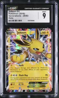 CGC 9 Jolteon EX 28/83 Holo Generations Pokemon Card - Image 1