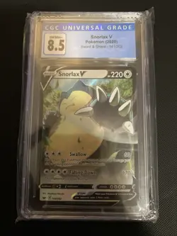 Pokemon TCG Snorlax v Sword & Shield Base Set Holo Ultra Rare Card 141/202 - Image 1